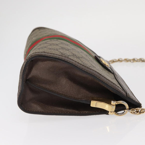GUCCI GG Supreme Chain Web Sherry Line Bag PVC Beige Gold 503877 Auth bs31805