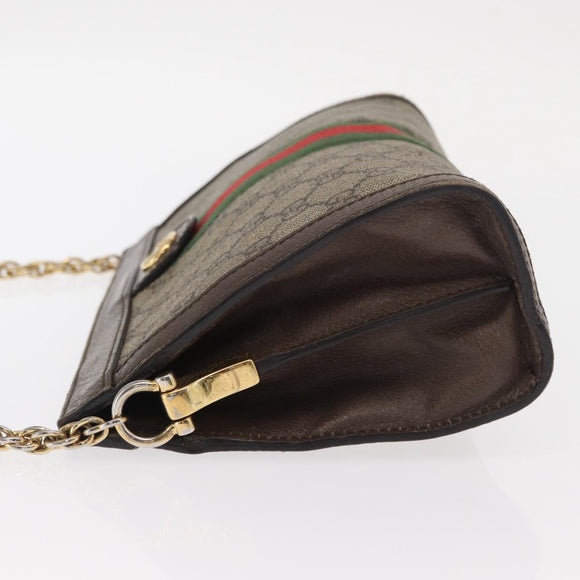 GUCCI GG Supreme Chain Web Sherry Line Bag PVC Beige Gold 503877 Auth bs31805