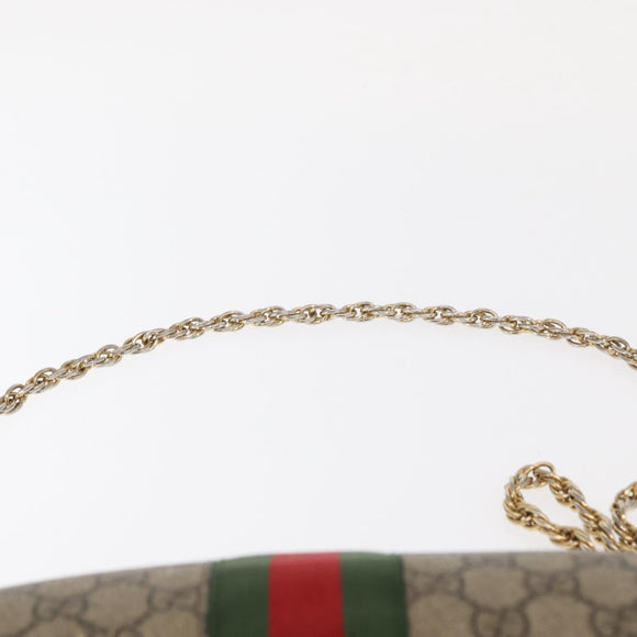GUCCI GG Supreme Chain Web Sherry Line Bag PVC Beige Gold 503877 Auth bs31805