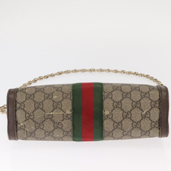 GUCCI GG Supreme Chain Web Sherry Line Bag PVC Beige Gold 503877 Auth bs31805