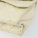 CHANEL Matelasse Chain Shoulder Bag Lamb Skin White Gold CC Auth bs31806-10