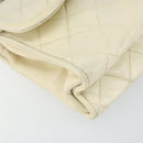 CHANEL Matelasse Chain Shoulder Bag Lamb Skin White Gold CC Auth bs31806-11