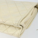 CHANEL Matelasse Chain Shoulder Bag Lamb Skin White Gold CC Auth bs31806-12