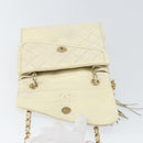 CHANEL Matelasse Chain Shoulder Bag Lamb Skin White Gold CC Auth bs31806-15