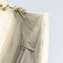 CHANEL Matelasse Chain Shoulder Bag Lamb Skin White Gold CC Auth bs31806-18