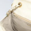 CHANEL Matelasse Chain Shoulder Bag Lamb Skin White Gold CC Auth bs31806-20