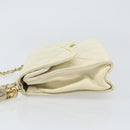 CHANEL Matelasse Chain Shoulder Bag Lamb Skin White Gold CC Auth bs31806-5