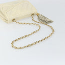 CHANEL Matelasse Chain Shoulder Bag Lamb Skin White Gold CC Auth bs31806-7
