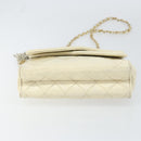 CHANEL Matelasse Chain Shoulder Bag Lamb Skin White Gold CC Auth bs31806-9