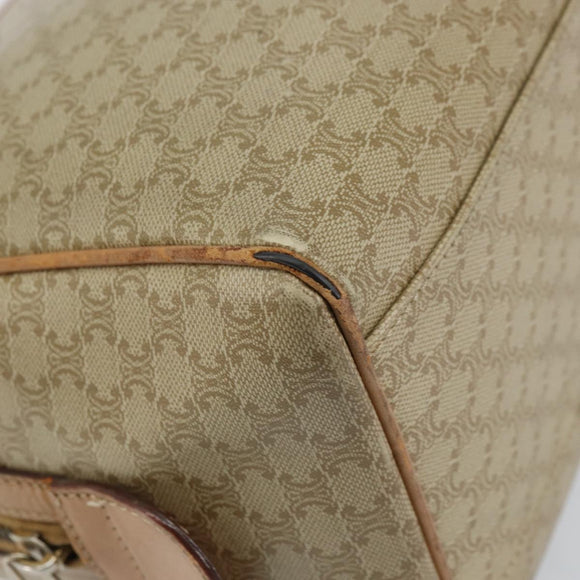 CELINE Macadam Canvas Hand Bag PVC Beige Gold Auth bs31807