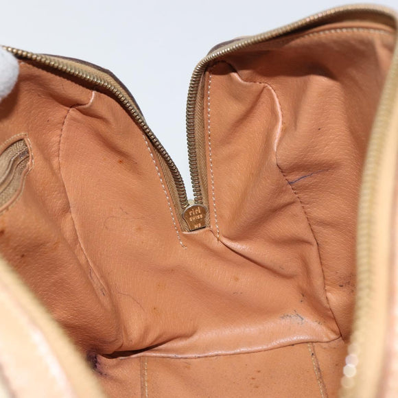 CELINE Macadam Canvas Hand Bag PVC Beige Gold Auth bs31807