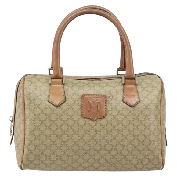 CELINE Macadam Canvas Hand Bag PVC Beige Gold Auth bs31807