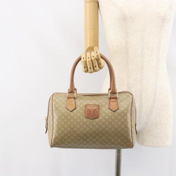 CELINE Macadam Canvas Hand Bag PVC Beige Gold Auth bs31807
