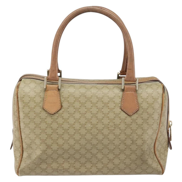 CELINE Macadam Canvas Hand Bag PVC Beige Gold Auth bs31807