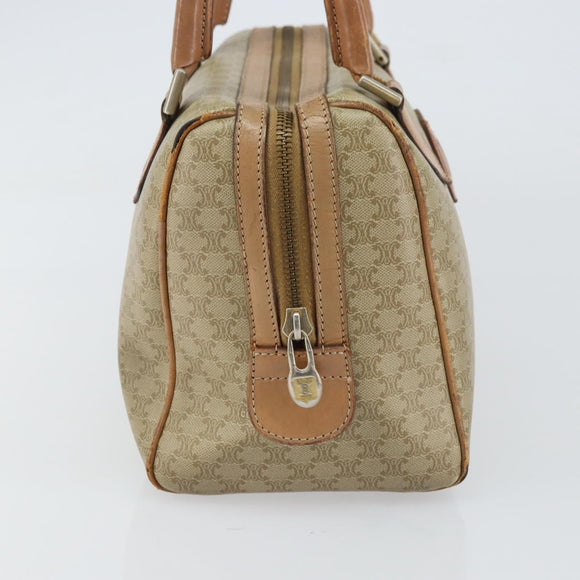 CELINE Macadam Canvas Hand Bag PVC Beige Gold Auth bs31807