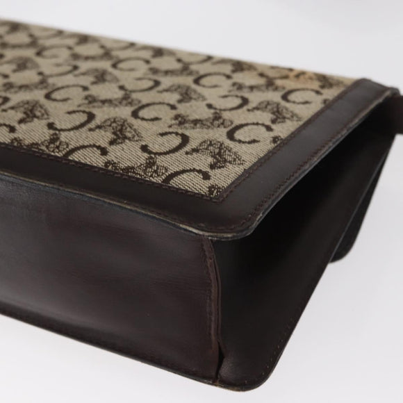CELINE C Sulky Shoulder Bag Canvas Brown Gold Auth bs31808