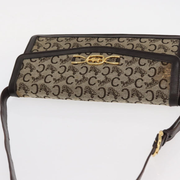 CELINE C Sulky Shoulder Bag Canvas Brown Gold Auth bs31808