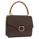 CELINE Macadam Canvas Hand Bag PVC Leather Brown Gold Auth bs31809-1