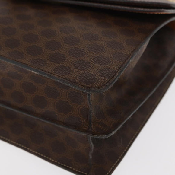 CELINE Macadam Canvas Hand Bag PVC Leather Brown Gold Auth bs31809