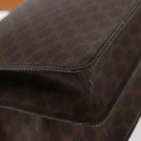 CELINE Macadam Canvas Hand Bag PVC Leather Brown Gold Auth bs31809