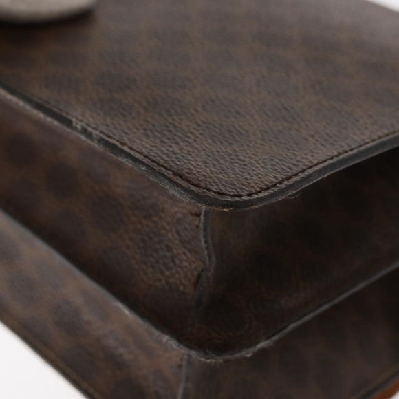 CELINE Macadam Canvas Hand Bag PVC Leather Brown Gold Auth bs31809