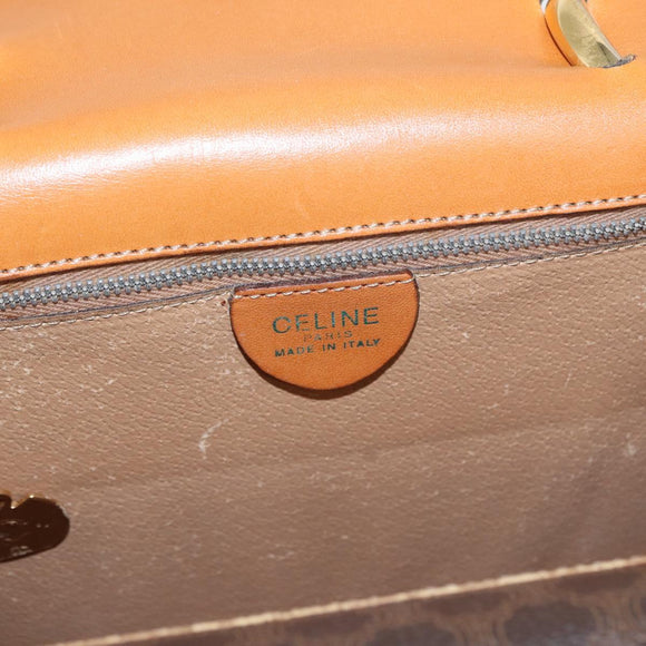 CELINE Macadam Canvas Hand Bag PVC Leather Brown Gold Auth bs31809