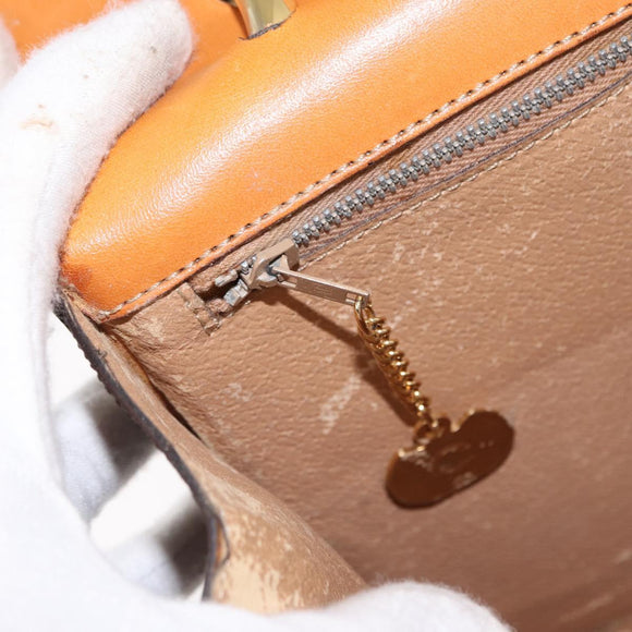CELINE Macadam Canvas Hand Bag PVC Leather Brown Gold Auth bs31809