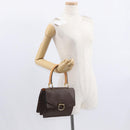 CELINE Macadam Canvas Hand Bag PVC Leather Brown Gold Auth bs31809-27