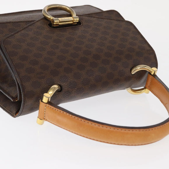 CELINE Macadam Canvas Hand Bag PVC Leather Brown Gold Auth bs31809