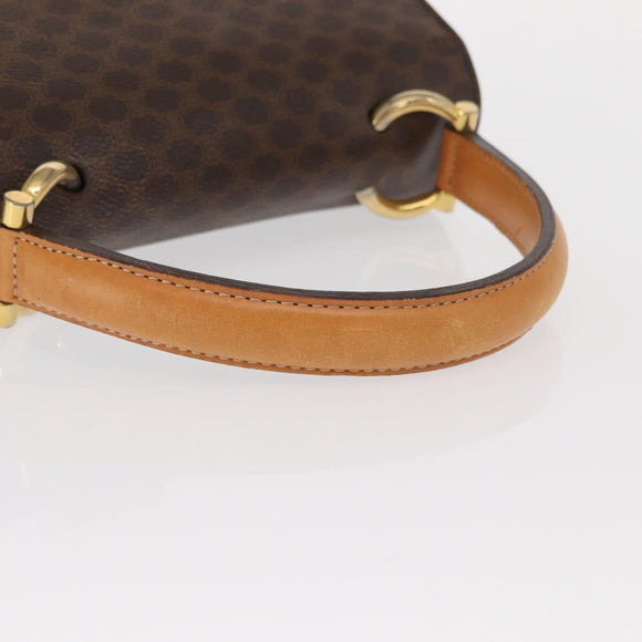 CELINE Macadam Canvas Hand Bag PVC Leather Brown Gold Auth bs31809