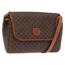 CELINE Macadam Canvas Shoulder Bag PVC Leather Brown Gold Auth bs31810-1