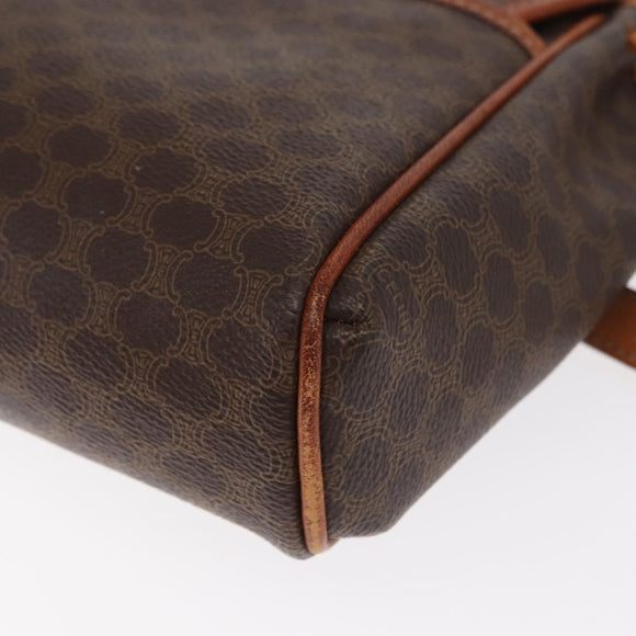 CELINE Macadam Canvas Shoulder Bag PVC Leather Brown Gold Auth bs31810