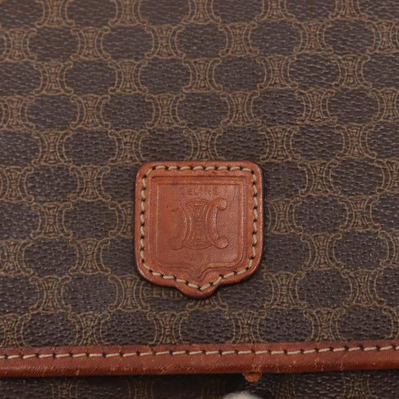 CELINE Macadam Canvas Shoulder Bag PVC Leather Brown Gold Auth bs31810