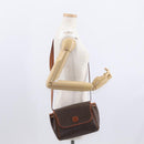 CELINE Macadam Canvas Shoulder Bag PVC Leather Brown Gold Auth bs31810-23