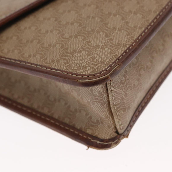 CELINE Macadam Canvas Shoulder Bag PVC Beige Gold Auth bs31811