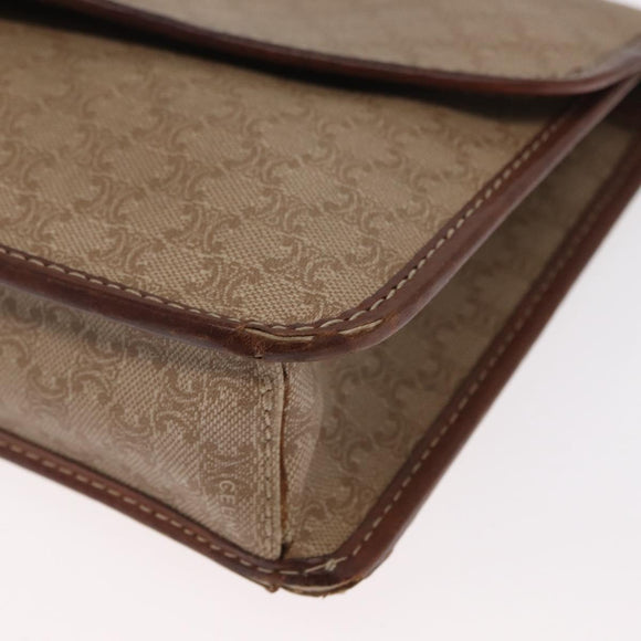 CELINE Macadam Canvas Shoulder Bag PVC Beige Gold Auth bs31811