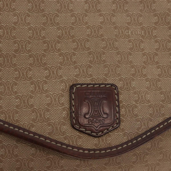 CELINE Macadam Canvas Shoulder Bag PVC Beige Gold Auth bs31811