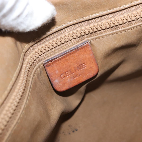 CELINE Macadam Canvas Shoulder Bag PVC Beige Gold Auth bs31811