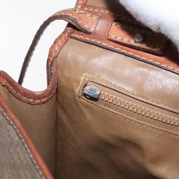 CELINE Macadam Canvas Shoulder Bag PVC Beige Gold Auth bs31811