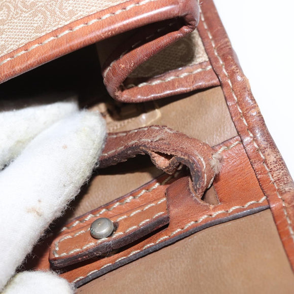 CELINE Macadam Canvas Shoulder Bag PVC Beige Gold Auth bs31811