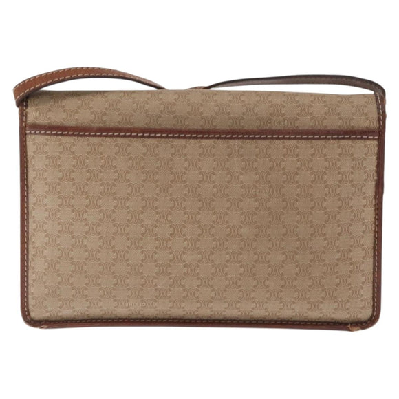 CELINE Macadam Canvas Shoulder Bag PVC Beige Gold Auth bs31811