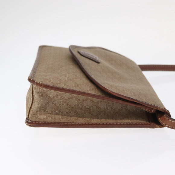 CELINE Macadam Canvas Shoulder Bag PVC Beige Gold Auth bs31811