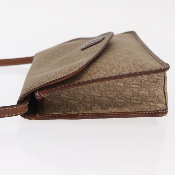 CELINE Macadam Canvas Shoulder Bag PVC Beige Gold Auth bs31811