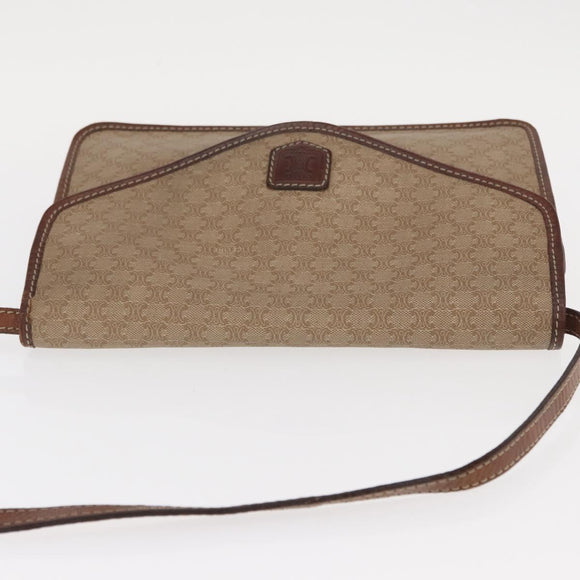 CELINE Macadam Canvas Shoulder Bag PVC Beige Gold Auth bs31811