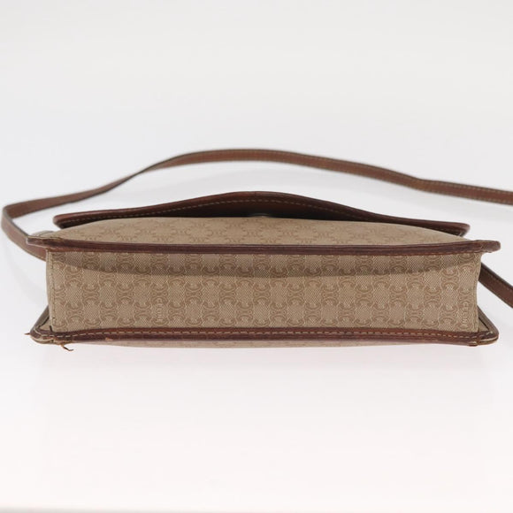 CELINE Macadam Canvas Shoulder Bag PVC Beige Gold Auth bs31811