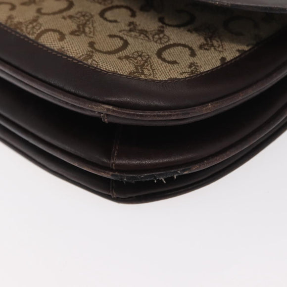 CELINE C Sulky Shoulder Bag Canvas Brown Gold Auth bs31812
