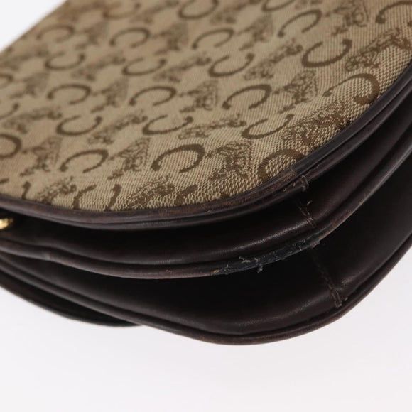 CELINE C Sulky Shoulder Bag Canvas Brown Gold Auth bs31812