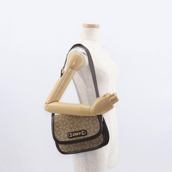 CELINE C Sulky Shoulder Bag Canvas Brown Gold Auth bs31812