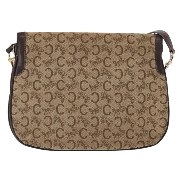 CELINE C Sulky Shoulder Bag Canvas Brown Gold Auth bs31812