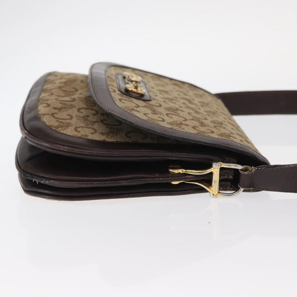 CELINE C Sulky Shoulder Bag Canvas Brown Gold Auth bs31812